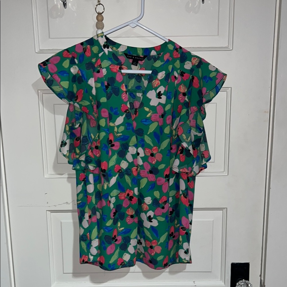 Zac & Rachel Floral Green Women's Top